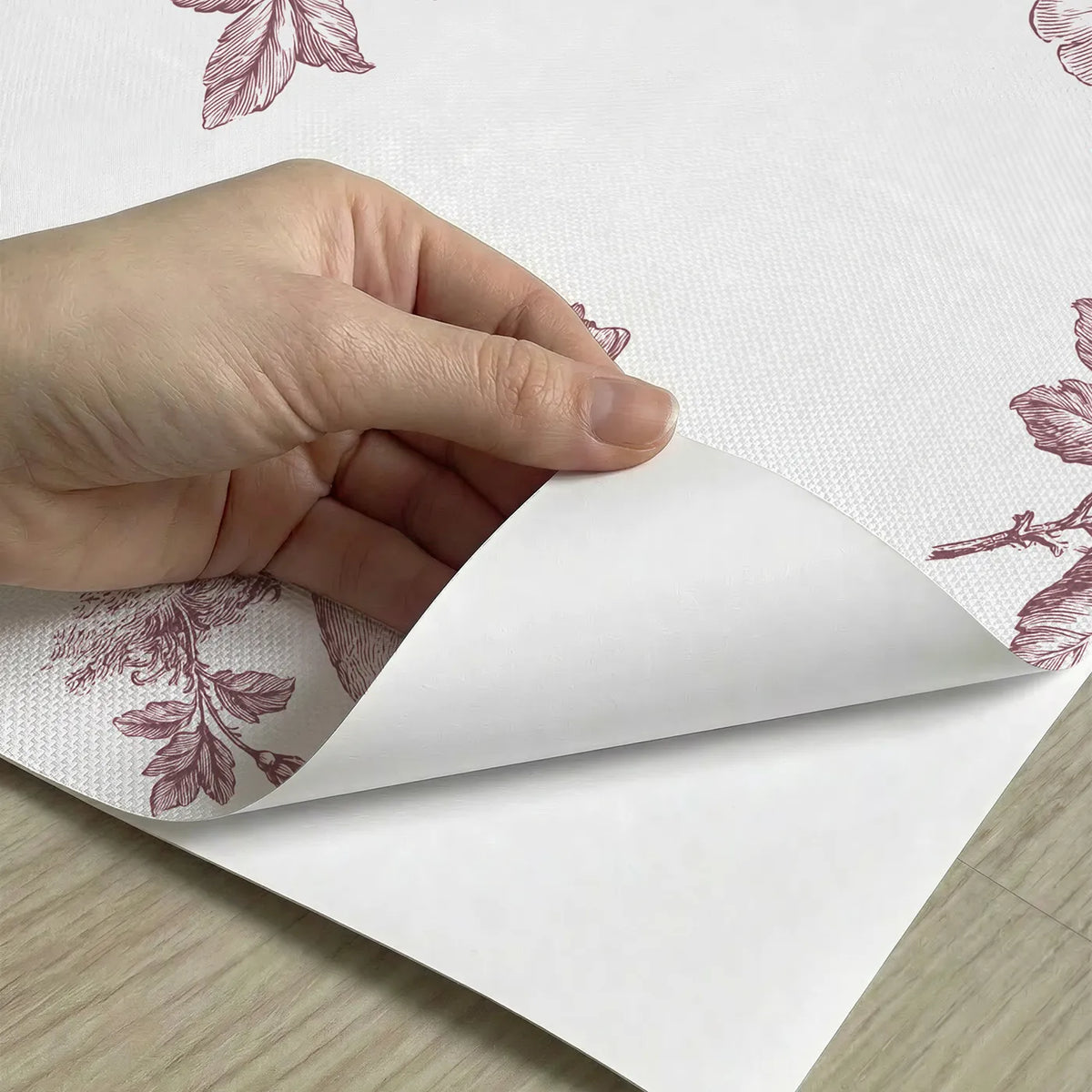 Blossom Toile Garden in Pink peel and stick material close-up - Whimsy Tots