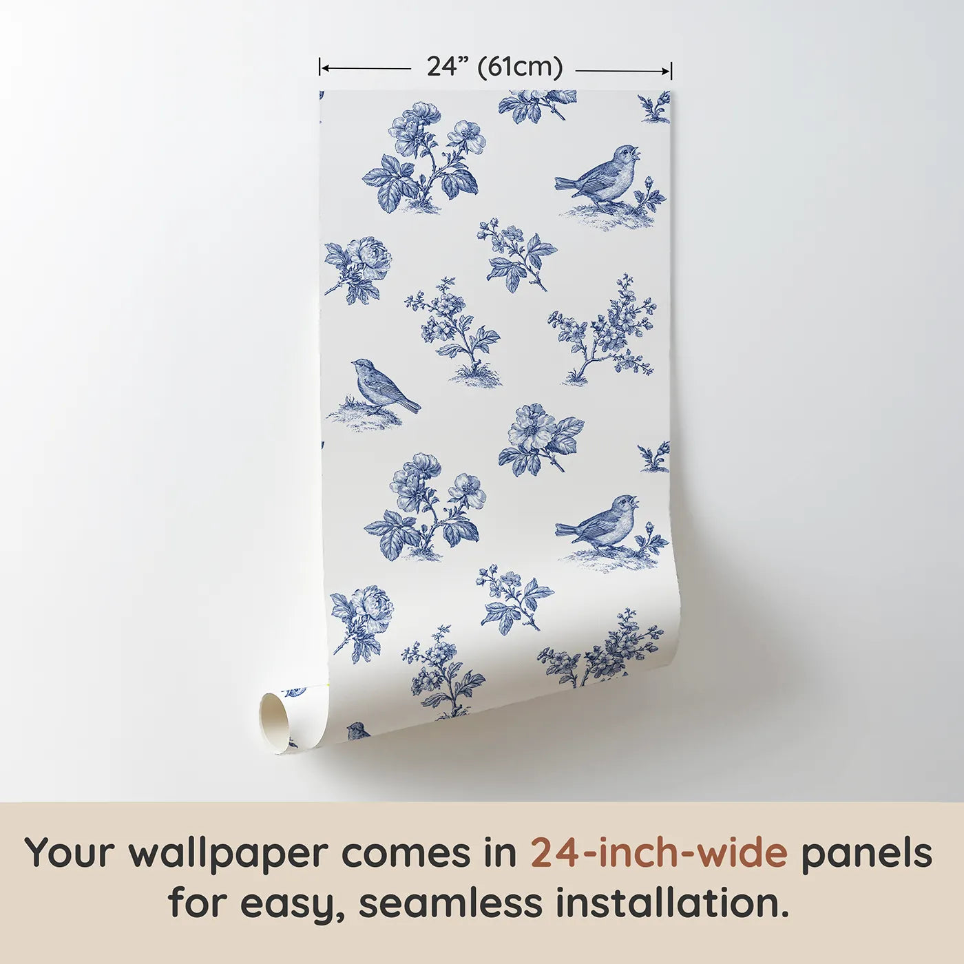 Blossom Toile Garden wallpaper panel dimensions - Whimsy Tots