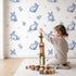 Bunny Toile Rows wallpaper in a cozy kids room - Whimsy Tots