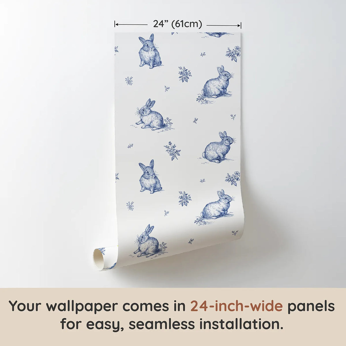 Bunny Toile Rows wallpaper panel dimensions - Whimsy Tots