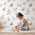 Deer Toile Rows in Brown wallpaper in a cozy kids room - Whimsy Tots