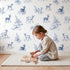 Deer Toile Rows wallpaper in a cozy kids room - Whimsy Tots
