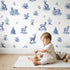 Deer Toile Scene wallpaper in a cozy kids room - Whimsy Tots