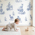 Deer Toile Garden wallpaper in a cozy kids room - Whimsy Tots