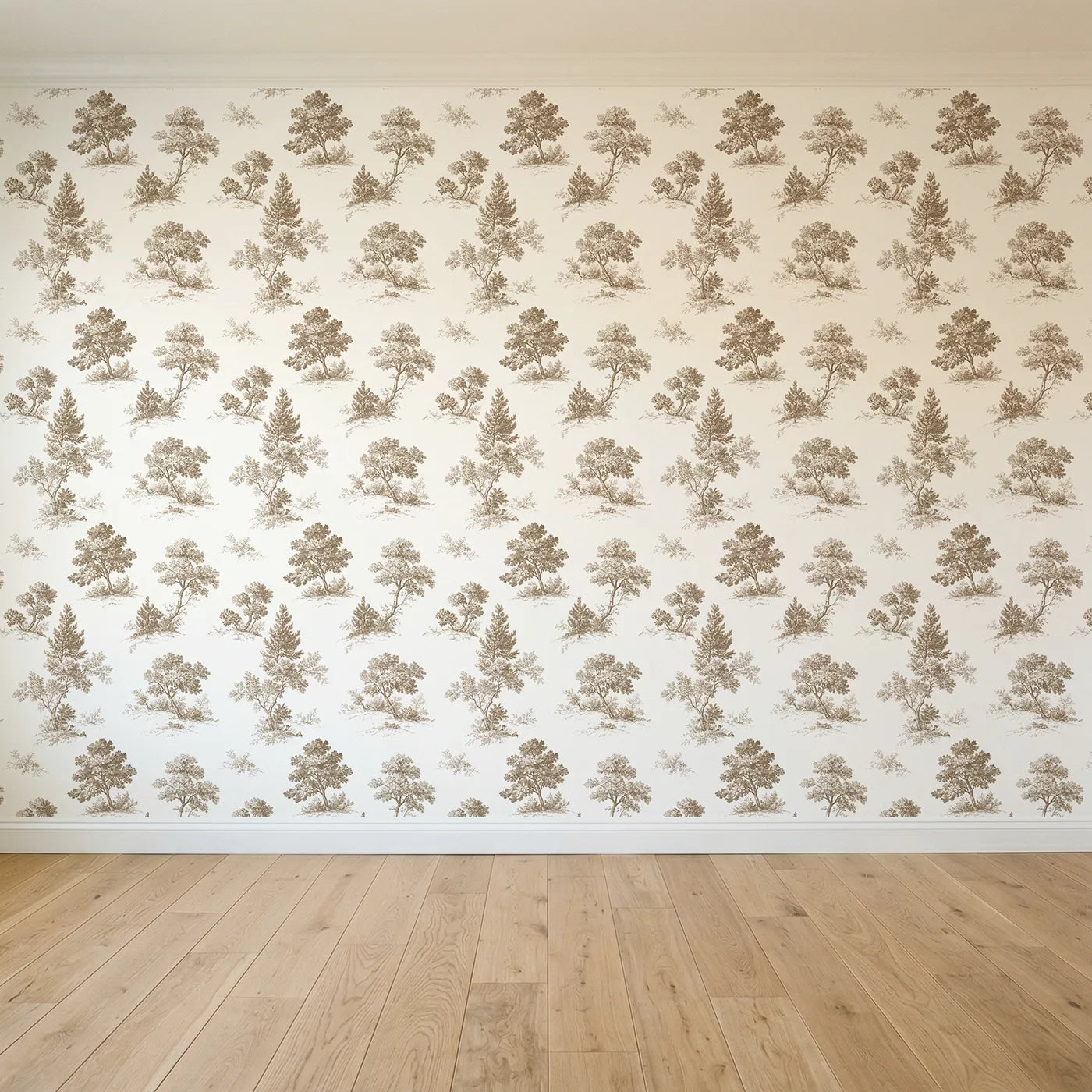 Oak Toile Toss in Brown seamless wallpaper full pattern - Whimsy Tots