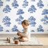 Oak Toile Rows wallpaper in a cozy kids room - Whimsy Tots