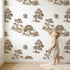 Oak Toile Scene in Brown wallpaper in a cozy kids room - Whimsy Tots