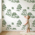 Oak Toile Scene in Green wallpaper in a cozy kids room - Whimsy Tots