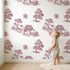 Oak Toile Scene in Pink wallpaper in a cozy kids room - Whimsy Tots