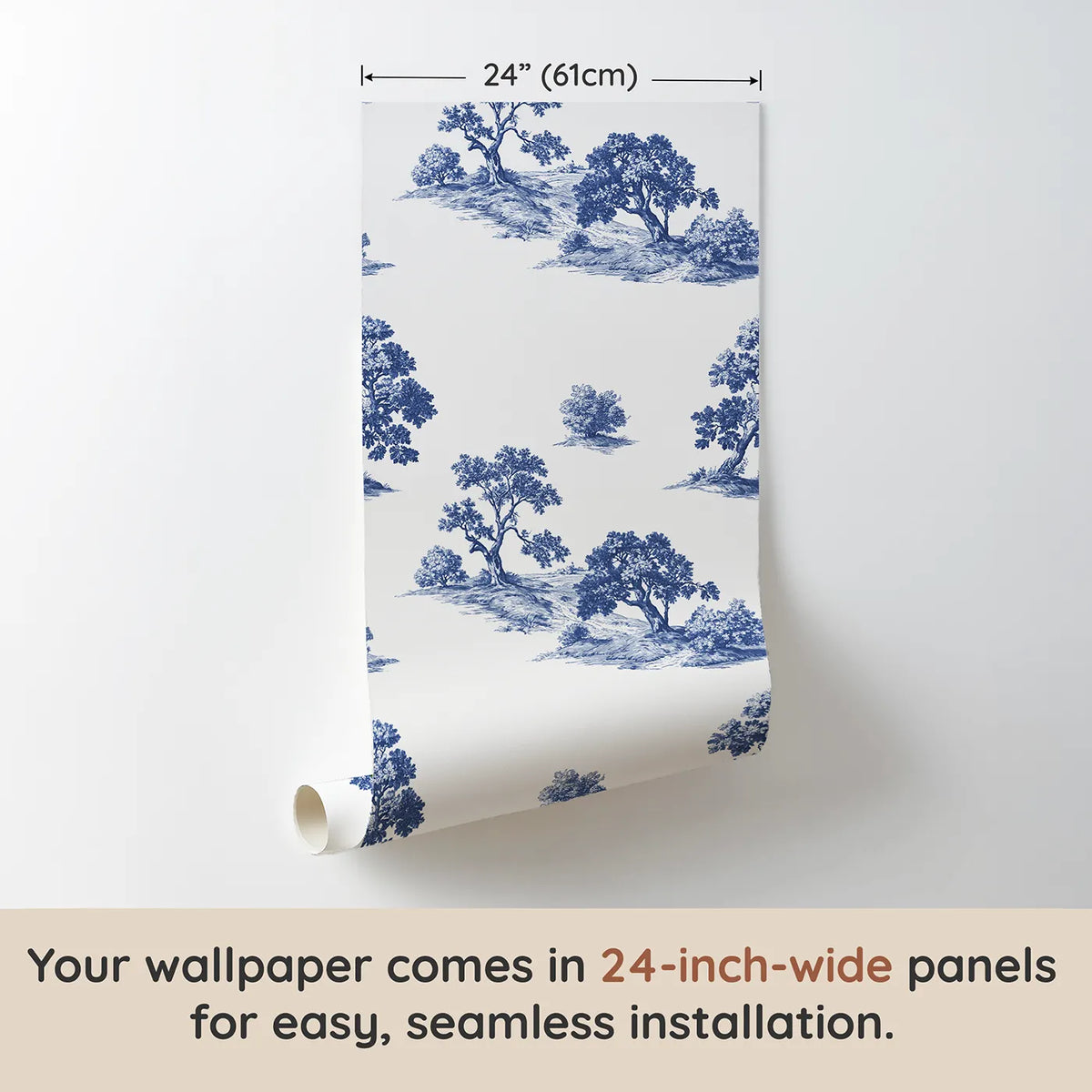 Oak Toile Scene wallpaper panel dimensions - Whimsy Tots