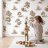 Oak Toile Garden in Brown wallpaper in a cozy kids room - Whimsy Tots