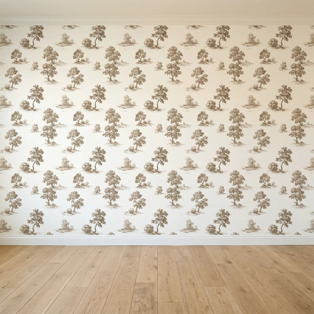 Oak Toile Garden in Brown seamless wallpaper full pattern - Whimsy Tots