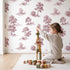 Oak Toile Garden in Pink wallpaper in a cozy kids room - Whimsy Tots