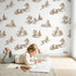 Bridge Toile Toss in Brown wallpaper in a cozy kids room - Whimsy Tots