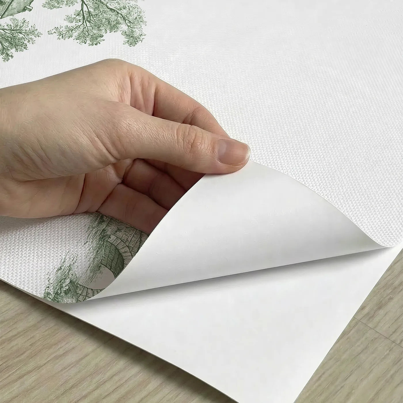 Bridge Toile Toss in Green peel and stick material close-up - Whimsy Tots