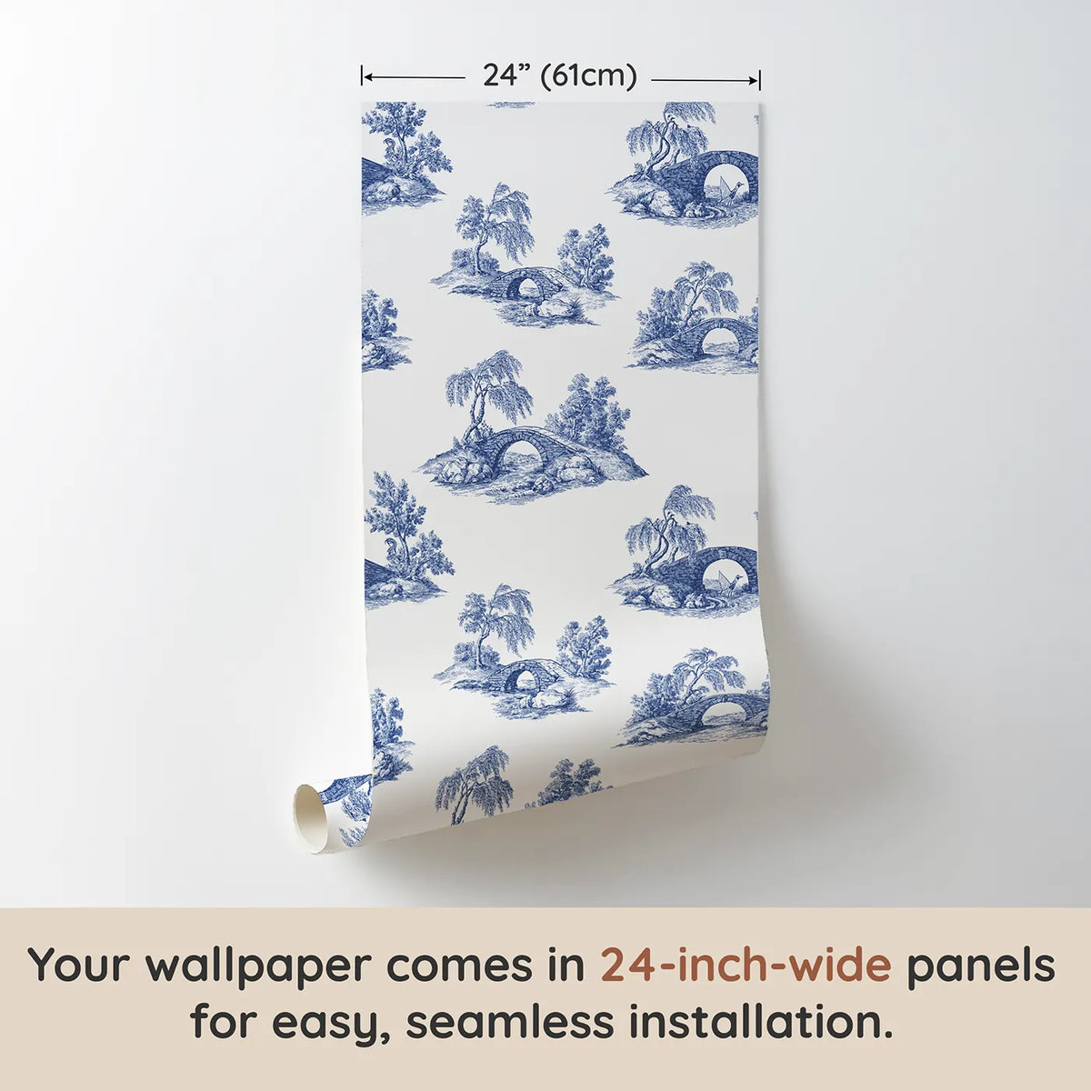Bridge Toile Scene wallpaper panel dimensions - Whimsy Tots
