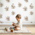 Flower Basket Toile Garden in Brown wallpaper in a cozy kids room - Whimsy Tots