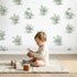 Flower Basket Toile Garden in Green wallpaper in a cozy kids room - Whimsy Tots
