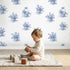 Flower Basket Toile Garden wallpaper in a cozy kids room - Whimsy Tots