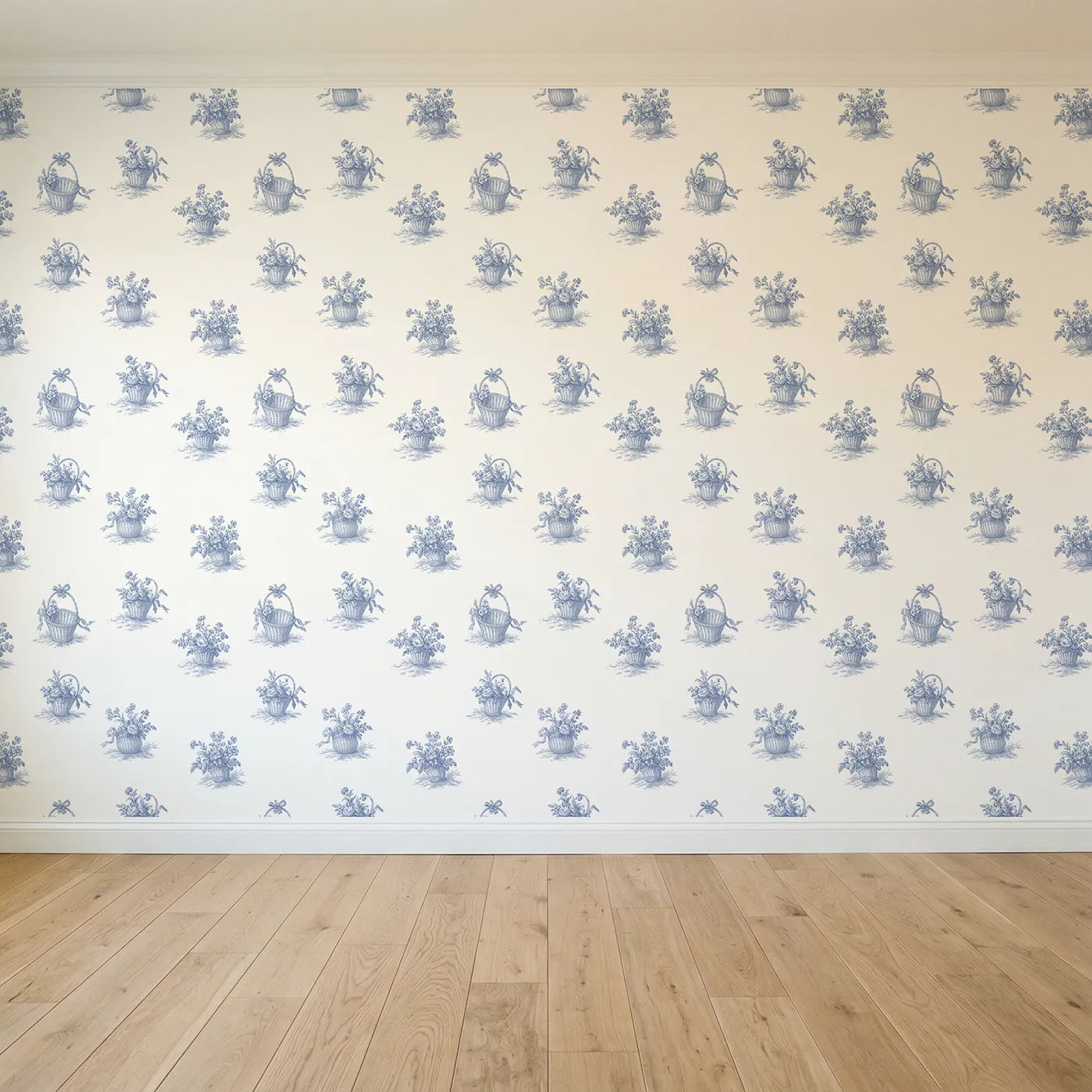 Flower Basket Toile Garden seamless wallpaper full pattern - Whimsy Tots