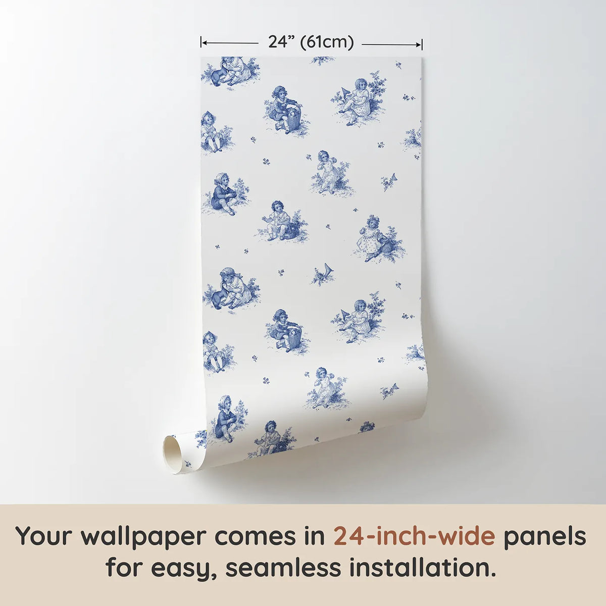 Pastoral Toile Toss wallpaper panel dimensions - Whimsy Tots