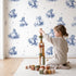 Pastoral Toile Rows wallpaper in a cozy kids room - Whimsy Tots