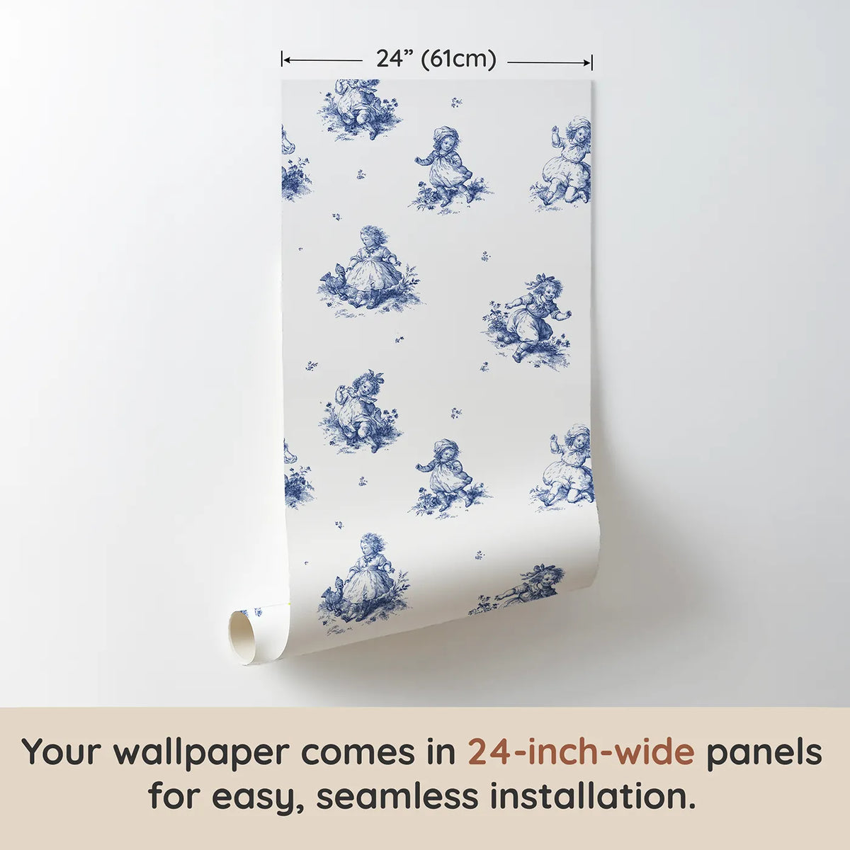 Pastoral Toile Rows wallpaper panel dimensions - Whimsy Tots