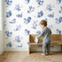 Squirrel Toile Rows wallpaper in a cozy kids room - Whimsy Tots
