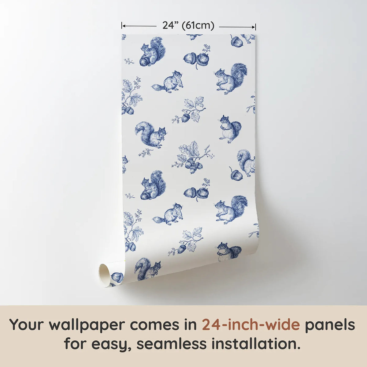 Squirrel Toile Rows wallpaper panel dimensions - Whimsy Tots