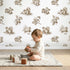 Squirrel Toile Scene in Brown wallpaper in a cozy kids room - Whimsy Tots