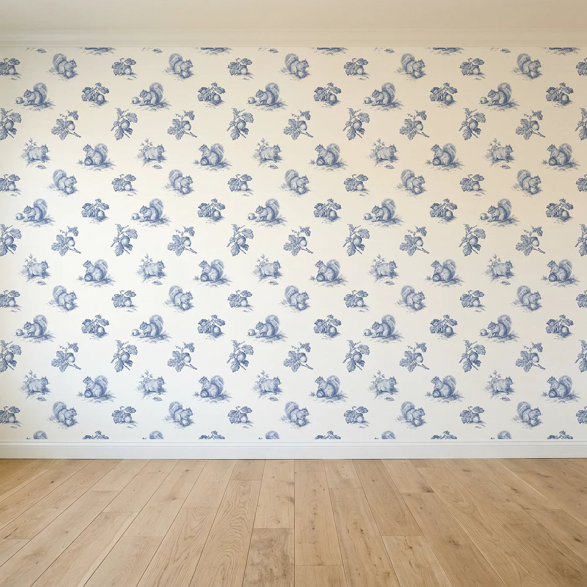 Squirrel Toile Scene seamless wallpaper full pattern - Whimsy Tots