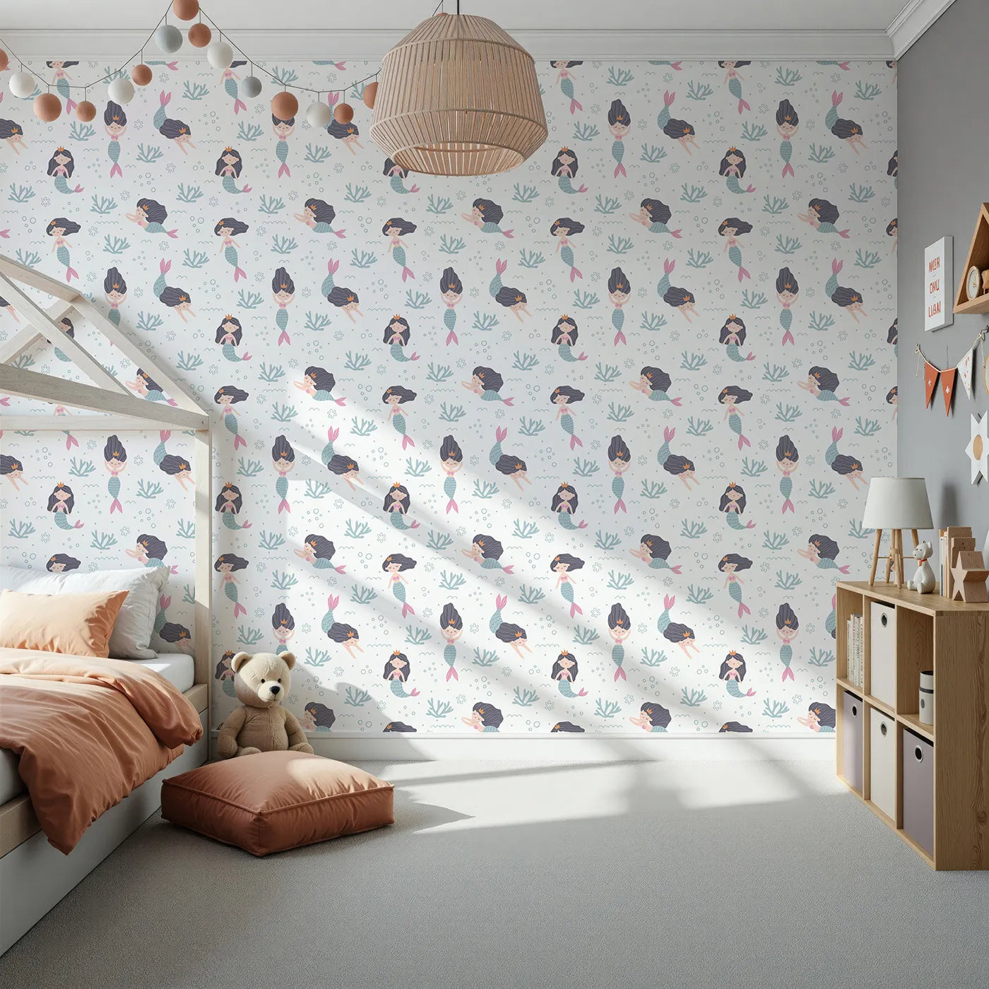 Front view of Whimsy Tots' Mermaid Princess Dreams Wallpaper