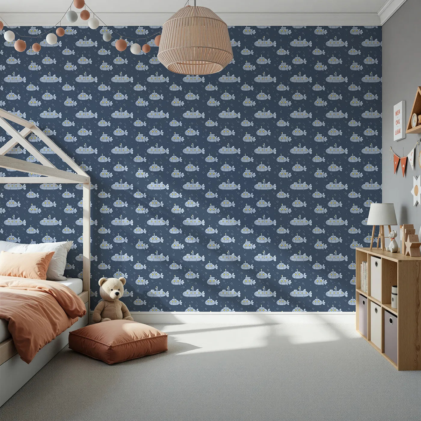Front view of Whimsy Tots' Deep Sea Submarine Wallpaper
