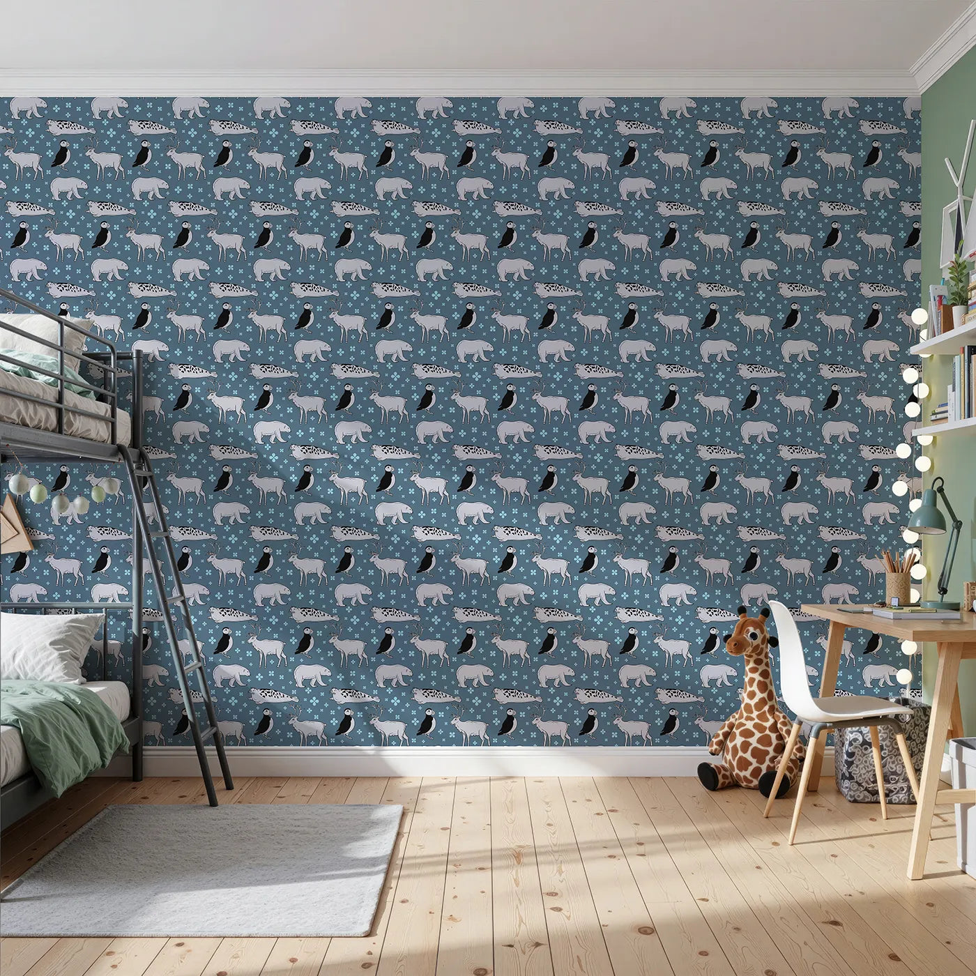 Front view of Whimsy Tots' Arctic Animal Friends Wallpaper