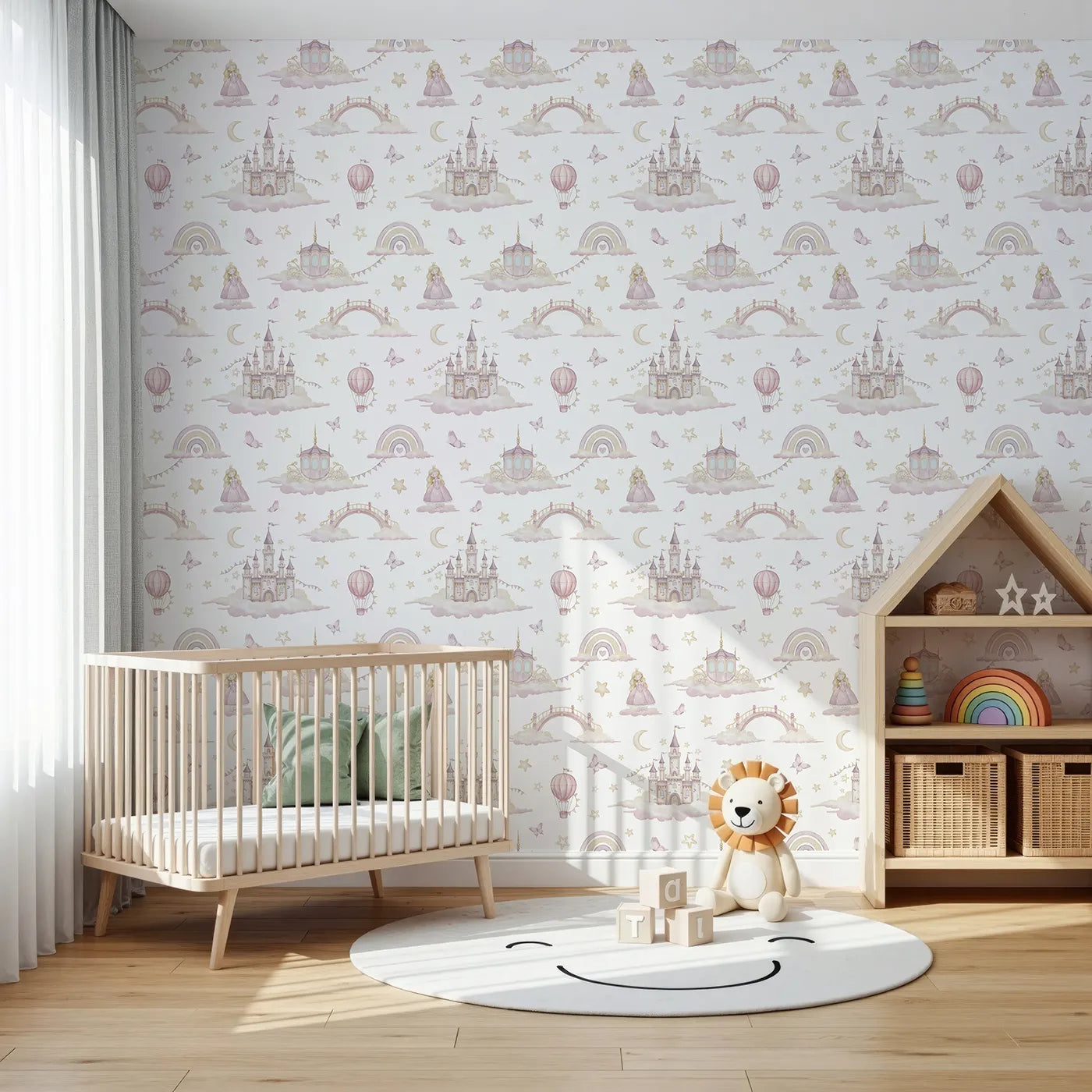 Front view of Whimsy Tots' Princess Sky Kingdom Wallpaper