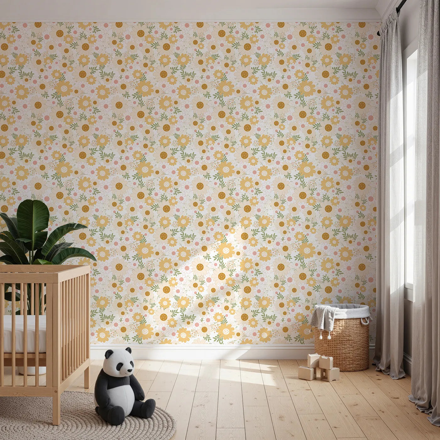 Front view of Whimsy Tots' Sunbeam Meadow Wallpaper