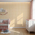 Front view of Whimsy Tots' Daisy Lane Stripe Wallpaper in Yellow