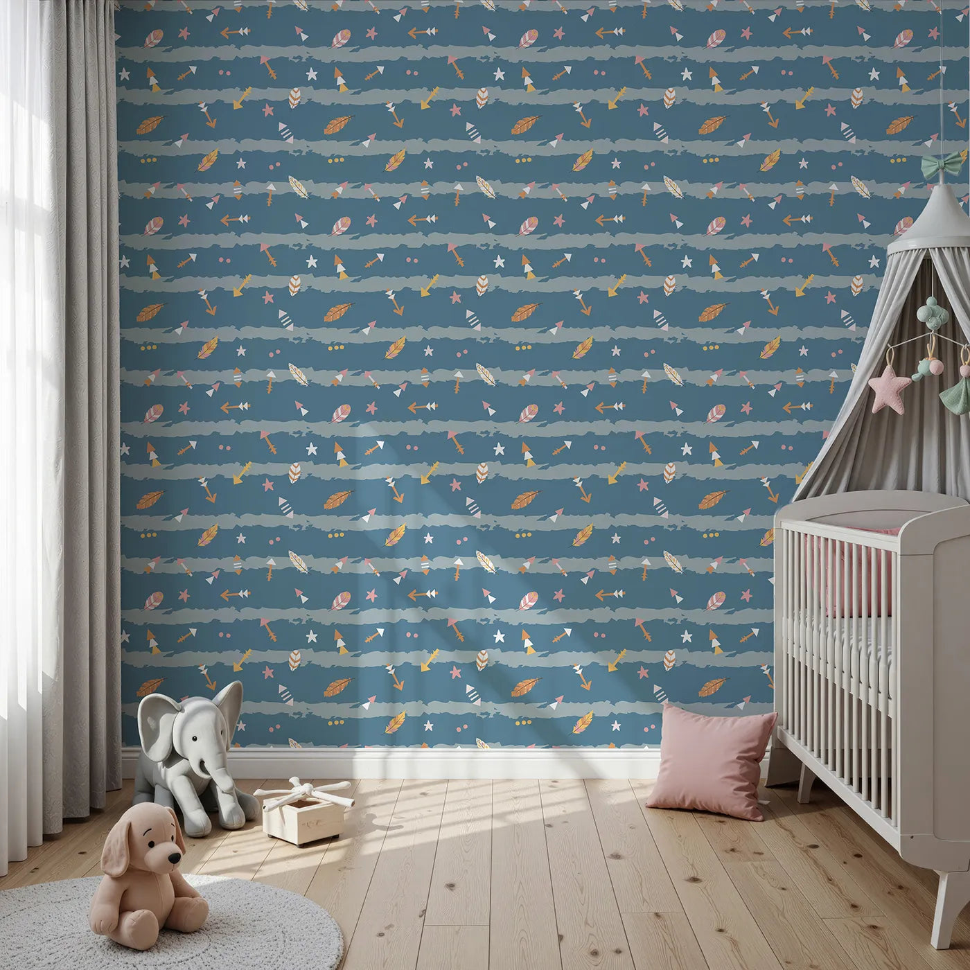 Front view of Whimsy Tots' Tribal Sky Dance Wallpaper