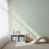 Front view of Whimsy Tots' Milky Morning Stripes Wallpaper in Mint Green