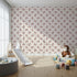Front view of Whimsy Tots' Moo Moo Love Wallpaper in Cream