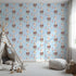 Front view of Whimsy Tots' Moo Farm Friends Wallpaper in Blue