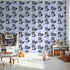 Front view of Whimsy Tots' Moonbeam Raccoon Dreams Wallpaper in Purple