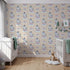 Front view of Whimsy Tots' Rainbow Dreamy Zebra Wallpaper in Beige