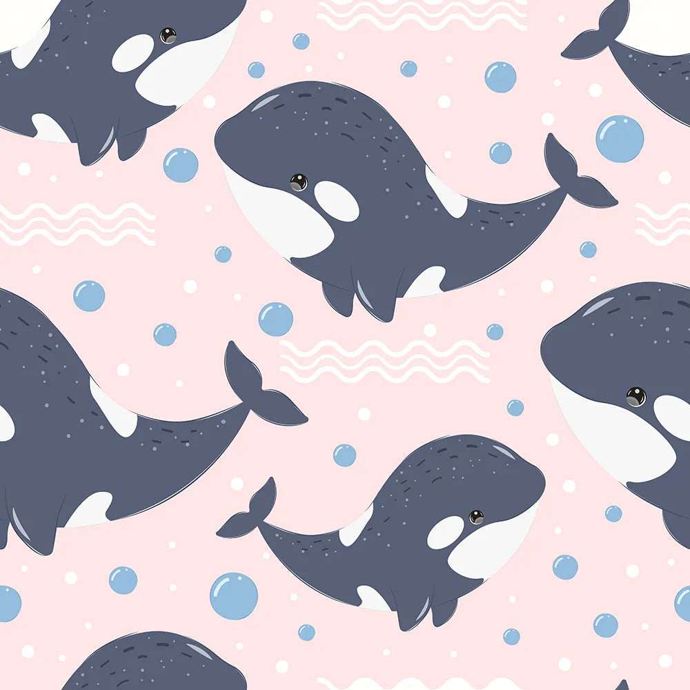 Where Gentle Orcas Play in a Pink Ocean
