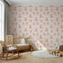 Front view of Whimsy Tots' Polka Pals Fox Wallpaper in Soft Blush Pink