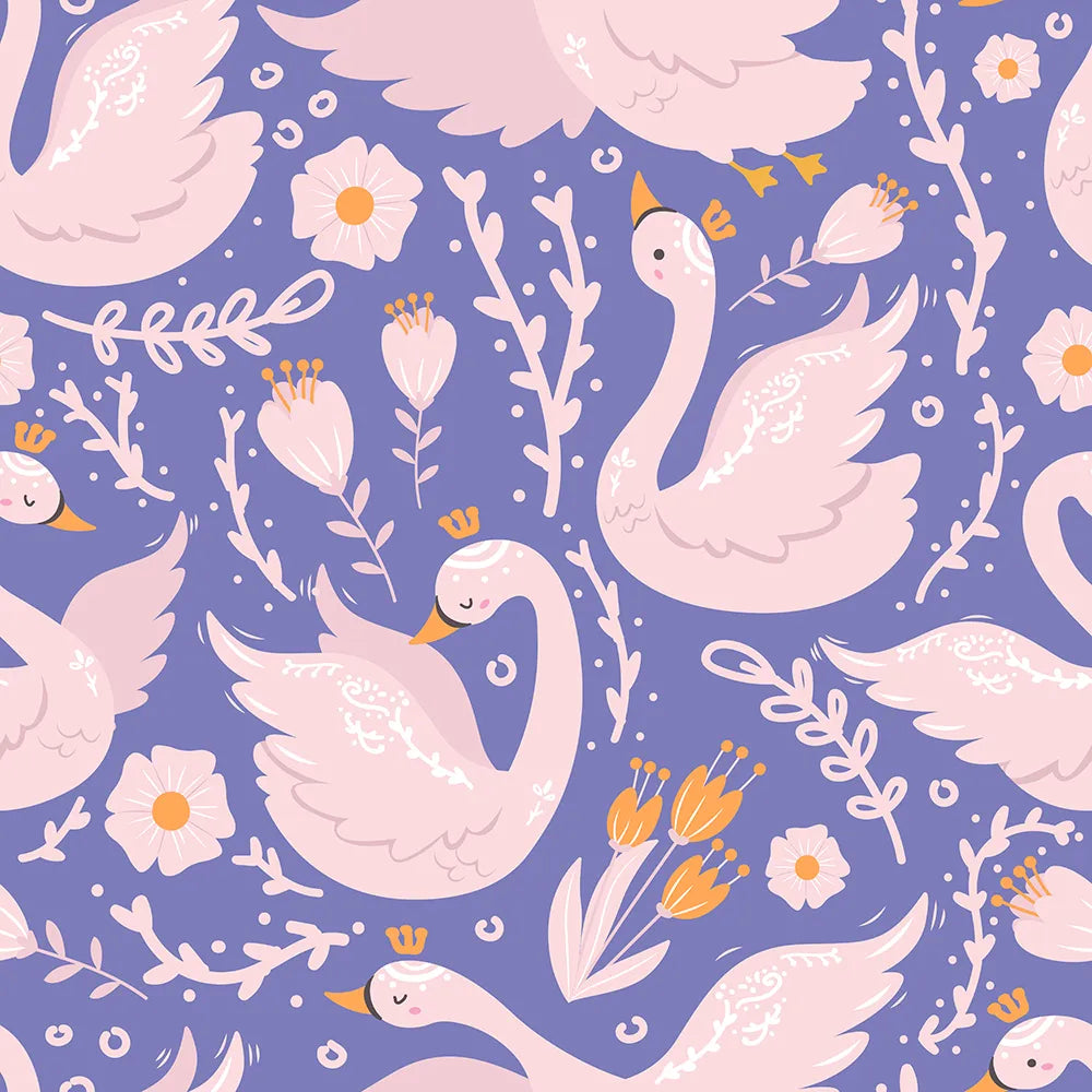 Where Royal Swans Swim in a Periwinkle Lake