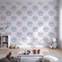 Front view of Whimsy Tots' Blossom Hippo Winks Wallpaper in Lavender Plaid