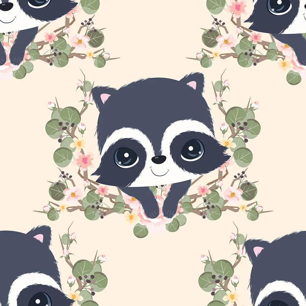 Where Little Raccoons Rest Among the Flowers