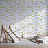 Front view of Whimsy Tots' Hatching Dino Friends Wallpaper in Lilac Mist Lavender