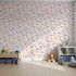 Front view of Whimsy Tots' Pastel Feather Garden Wallpaper in Spring Mix